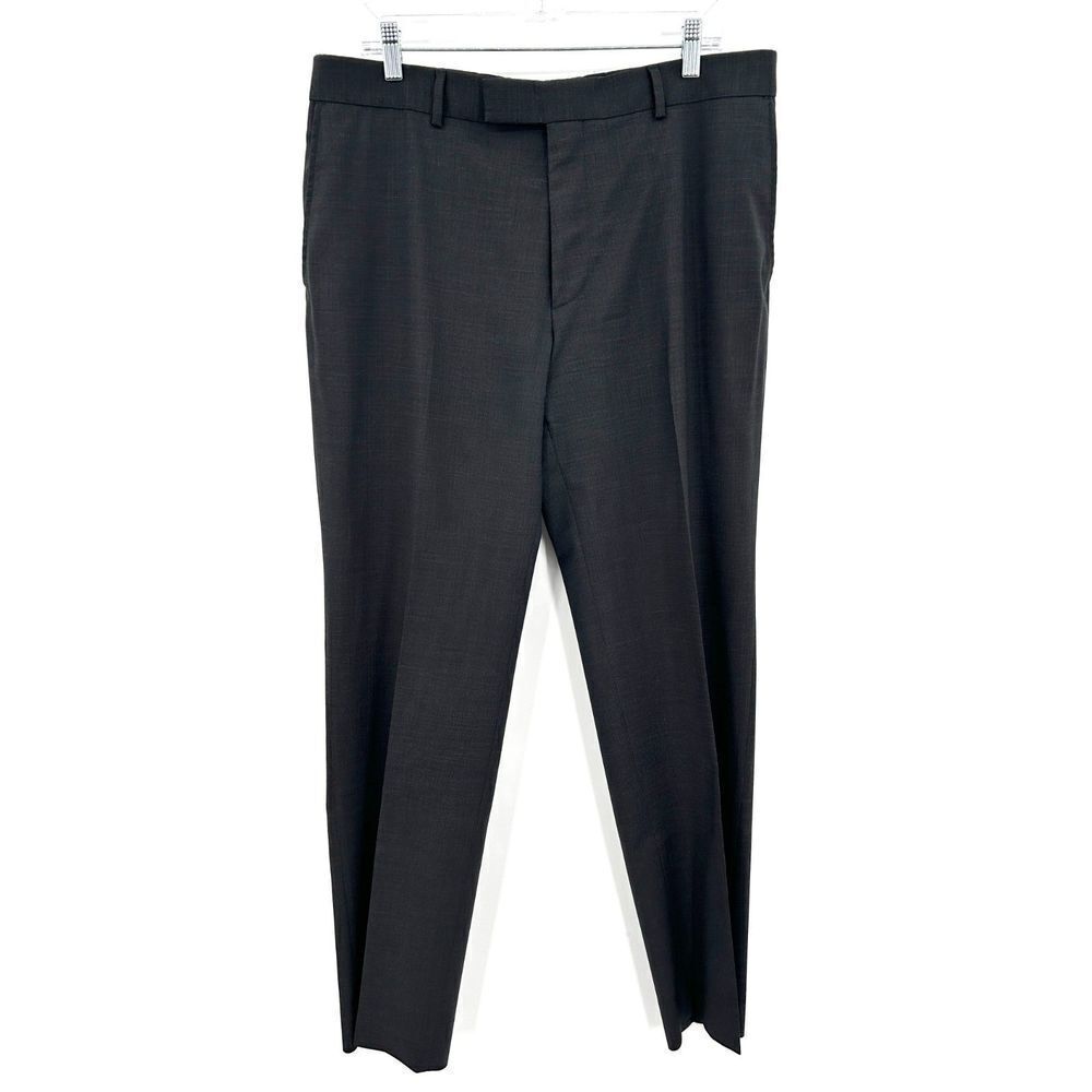 HUGO BOSS Men's 100% Wool Charcoal Gray Straight Leg Trouser Dress Pants Size 36